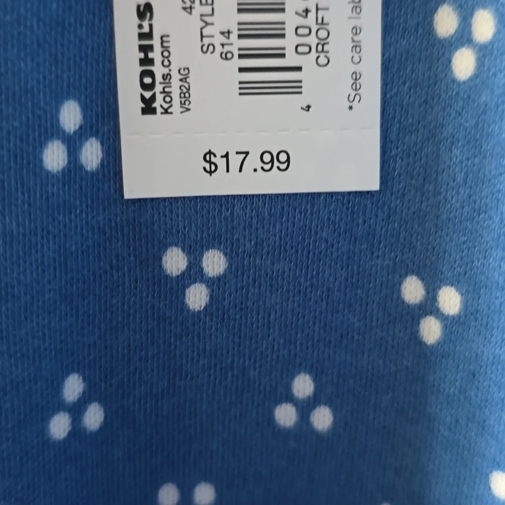 CROFT AND BARROW WOMEN'S PLUS SIZE BLUE & WHITE SHORT SLEEVES COTTON TOP SIZE 3X - Picture 5 of 12